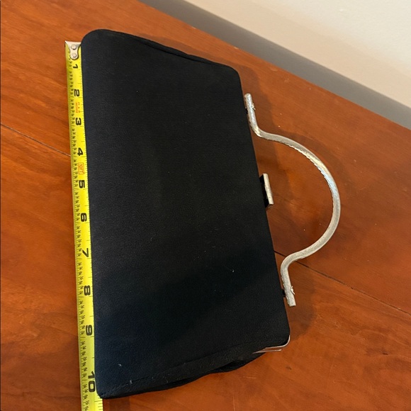 Vintage Black Silver hardware clutch purse - Picture 5 of 8